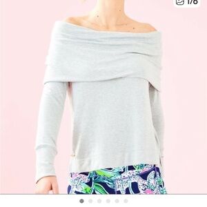 Lilly Pulitzer Gray Off-Shoulder Top